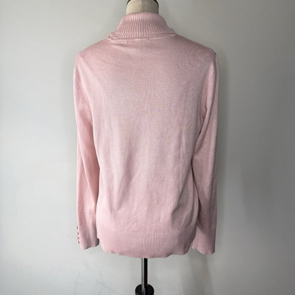 Cupio Pink Turtleneck Women’s Top Sz M Button Sleeves Comfy Soft - Picture 5 of 8